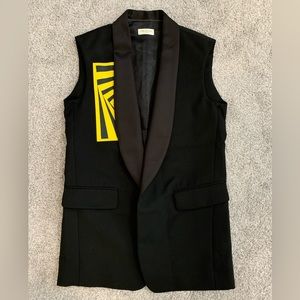 New Dries Van Noten Women's Size 40 Black Yellow Triangle Graphic Wool Vest